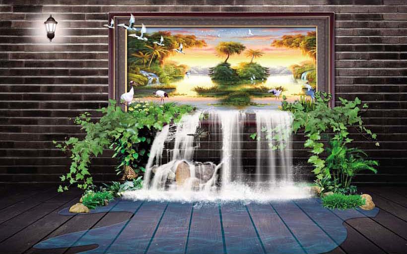 Tranh 3D hiện đại thác nước