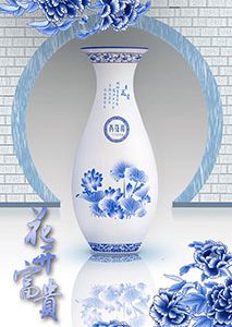 Tranh bình hoa Trắng Xanh FQ446