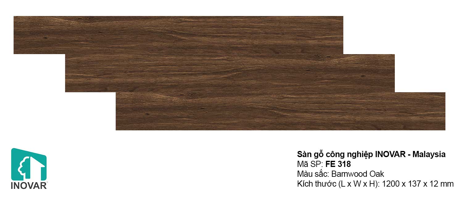 Sàn gỗ Inovar FE318 dày 12mm khe U