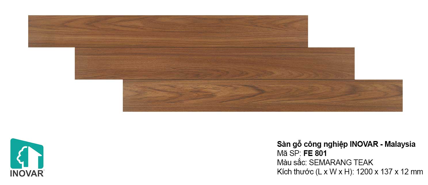 Sàn gỗ Inovar FE801 dày 12mm khe U bản nhỏ