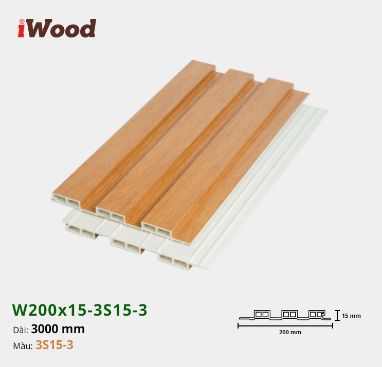 Tấm ốp tường trần 3 sóng iWood 3S15-3