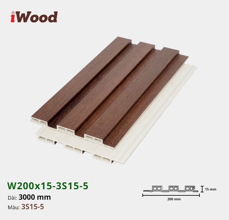 Tấm ốp tường trần 3 sóng iWood 3S15-5